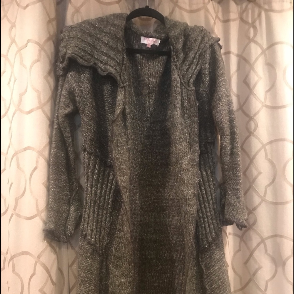 Olive green metallic shimmer funky sweater
